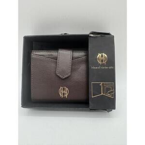 House of Harlow 1960 Brown Leather Wallet Bifold Snap Closure ID Window Coin Zip